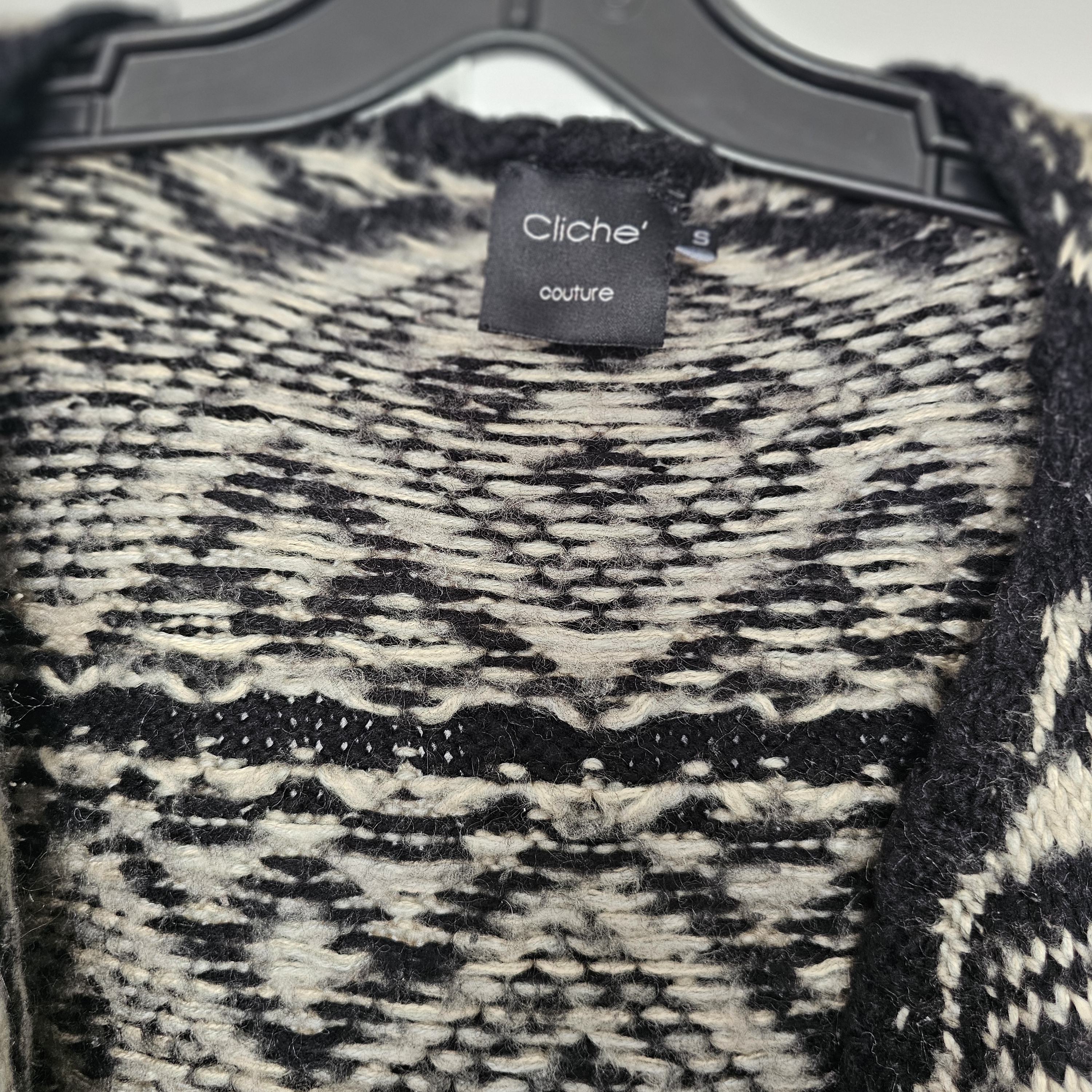 Cliche Couture Black And White Women Cardigan